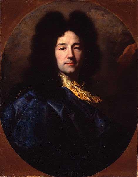 Hyacinthe Rigaud Portrait of Portrait of the artist, bust-length, with a yellow cravat and a blue cloak, feigned oval. France oil painting art